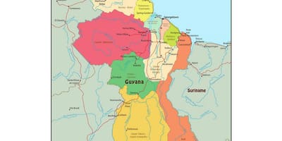 Зураг Гайана харагдаж байгаа 10 захиргааны бүс